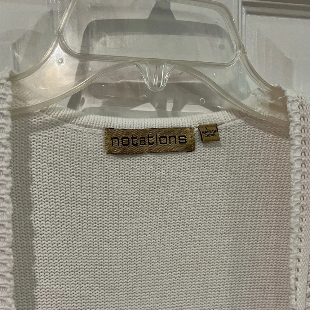 Notations Ivory Lace-Trim Cardigan - Picture 2 of 6
